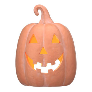 Light-Up Terra Cotta Jack-O’-Lantern Pumpkin, 12"