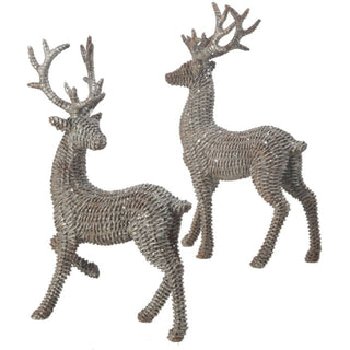 Glitter Rattan Standing Deer