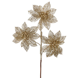 Triple Glitter Poinsettia Spray