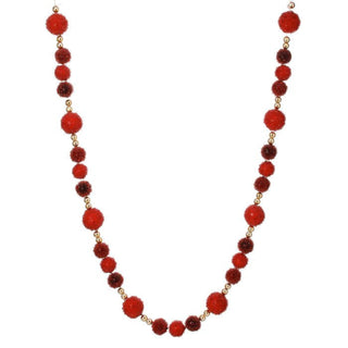 Red & Burgundy Pom Pom Beaded Garland
