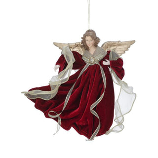 Burgundy Gilded Flying Angel Ornament
