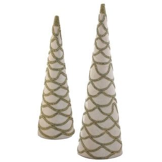 Ivory Velvet Jewel Cone Tree Set