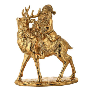 Golden Santa with Deer Table Piece