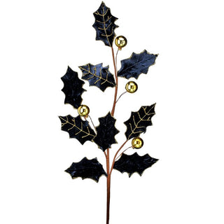 Velvet Holly Leaf Spray, Blue