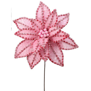 30" Giant Candy Snow Glitter Poinsettia Stem