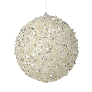 Pearl Glitter Ball Ornament, 6"