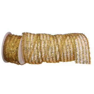 Gold Tinsel Row Sheer Ribbon, 2.75" X 10YD