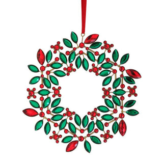 Jeweled Holly Wreath Ornament