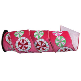 Velvet Peppermint Disc Ribbon, 4" X 5YD