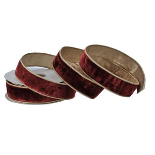 Burgundy Premium Velvet with Gold Edge Ribbon, 1.5"X10YD