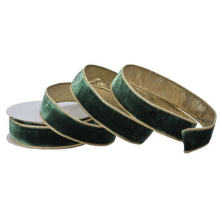 Green Premium Velvet with Gold Edge Ribbon, 1.5"X10YD