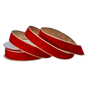 Red Premium Velvet with Gold Edge Ribbon, 1.5"X10YD