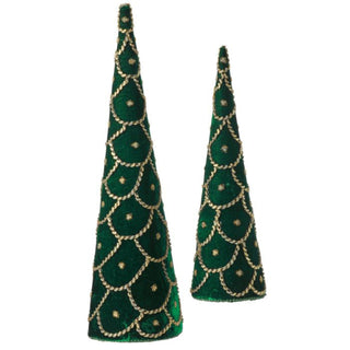 Jeweled Scalloped Velvet Cone Tree Set