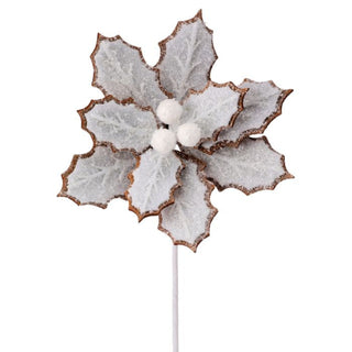 Frosted Edge Poinsettia Pick