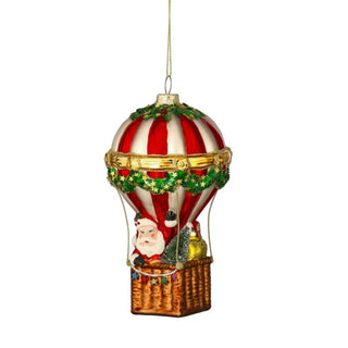 Glass Santa Hot Air Balloon Ornament