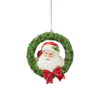 Resin Santa With Wreath Ornament