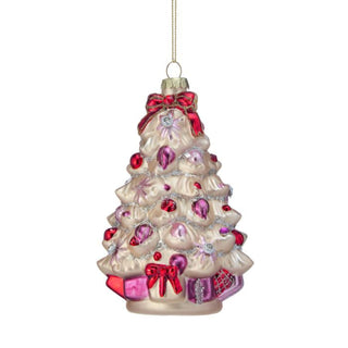 Glass Retro Tree With Gifts Ornament