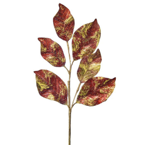 Burgundy Gold Leaf Magnolia Spray