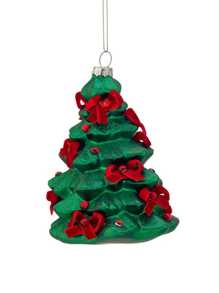 Glass Tree With Velvet Bow Ornament