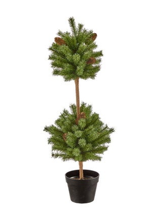 Potted Double Ball Hard Needle Cone Topiary