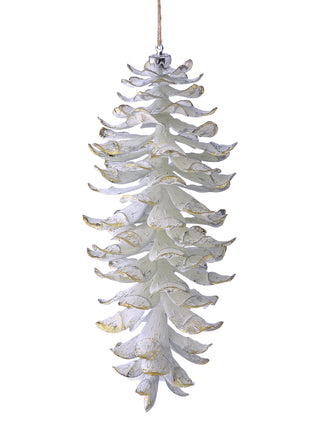 Winter Gold Leaf Pine Cone Ornament