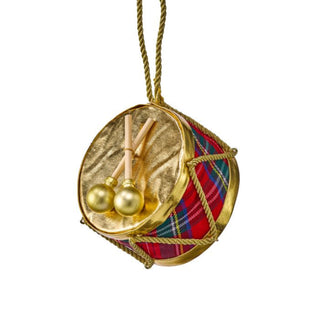 Red Plaid Velvet Drum Ornament