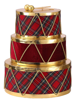 Red Plaid Velvet Drum Triple Stack