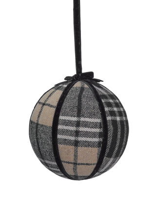 Black Plaid Velvet Ball Ornament