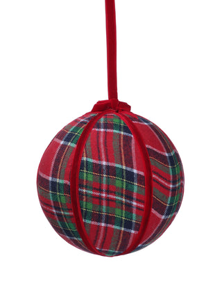 Red Plaid Velvet Ball Ornament