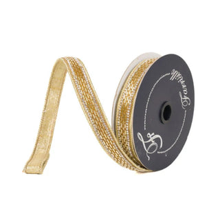 Gold Fluted Jewel Wired Ribbon, 1"X5YD