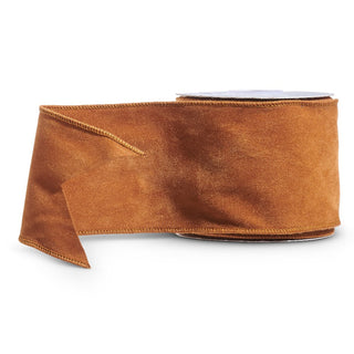 Cognac Suede Ribbon, 4" X 10YD