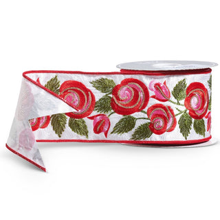 Embroidered Roses Ribbon, 4" X 10YD