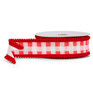 Red Gingham Wired Ribbon, 2.5" X 10YD