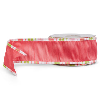 Pink with Striped Edge Wired Ribbon, 2.5" X 10YD
