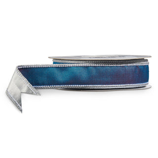 Blue with Silver Backing Ribbon, 1" x 10yd