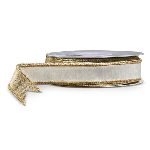 White with Gold Backing Ribbon, 1” X 10YD – Miss Cayce's