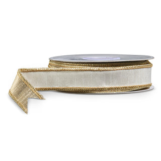 White with Gold Backing Ribbon, 1” X 10YD