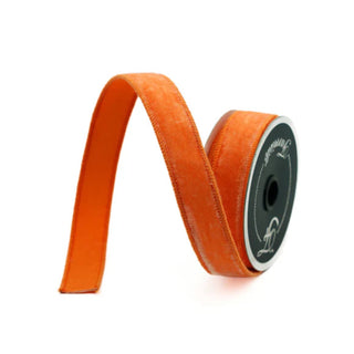 Orange Velvet Wired Ribbon, .75"X10YD