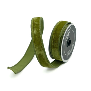 Olive Green Velvet Wired Ribbon, .75" X 10YD
