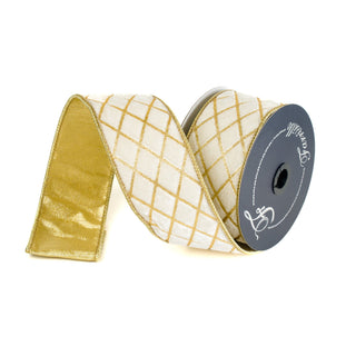 Ivory Metallic Diamond Ribbon, 2.5" X 10YD