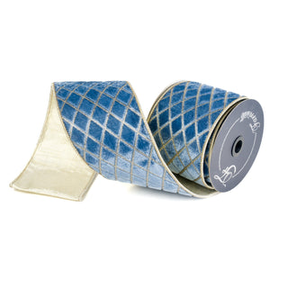Steel Blue Metallic Diamond Ribbon, 4" X 10YD