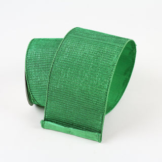 Green Pleated Metallic Ribbon, 2.5" X 10YD