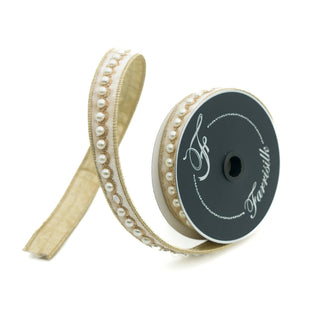 Ivory Pearl Borders Ribbon, 1" X 5YD