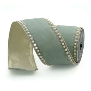 Light Blue Pearl Borders Ribbon, 4" X 5YD