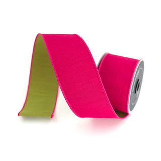 Hot Pink Spring Greenery Ribbon, 2.5" X 10YD