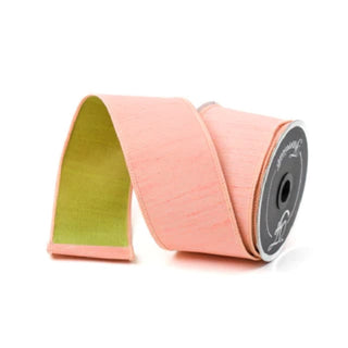 Coral Spring Greenery Ribbon, 2.5" X 10YD