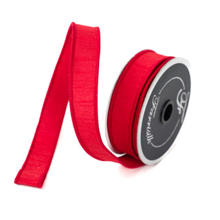 Red Dupion Ribbon, 1" X 10YD