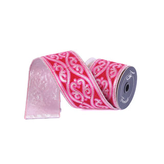 Hot Pink Light Pink Morris Tapestry Ribbon, 4" X 5YD