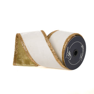 Ivory Gold Dust Borders Ribbon, 4" X 5YD