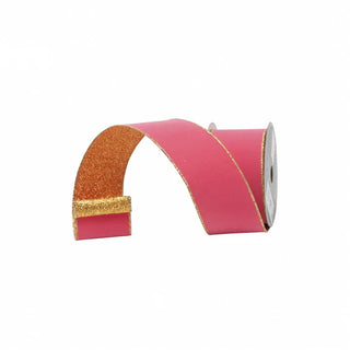Bubblegum & Gold Gleam Ribbon, 2.5" 10YD